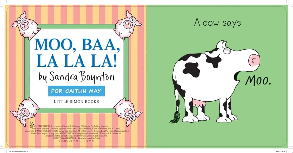 Moo, Baa, La La La! Oversized Lap Board Book