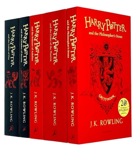 Harry Potter House Gryffindor Edition Series 1-5 Books Collection Set By J.K. Rowling (Philosopher's Stone, Chamber of Secrets, Prisoner of Azkaban, Goblet of Fire, Order of the Phoenix)