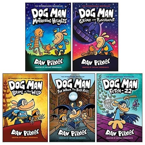 Dog Man Series (6-10) Collection 5 Books Collection Set By Dav Pilkey (Brawl of the Wild, For Whom the Ball Rolls, Fetch-22, Grime and Punishment, Mothering Heights