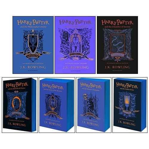 Harry Potter House Ravenclaw Series 7 Books Collection Set By J.K. Rowling (Philosopher's Stone, Chamber of Secrets, Prisoner of Azkaban, Goblet of Fire, Order of The Phoenix & More)