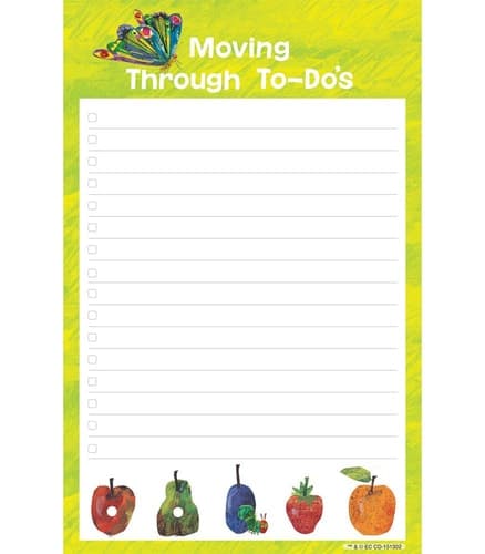 Carson Dellosa World of Eric Carle Notepad—Moving Through To-Dos Writing Tablet With Bullets for To-Do Lists, Checklists, Notes, Reminders (50 Sheets)
