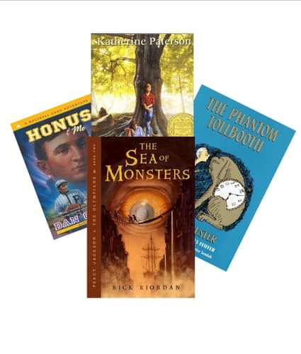 Classroom Library Middle School: The Bridge to Terabithia; Time Cat; the Sixth Grade; the Phantom Tollbooth; Percy Jackson & the Olympians; the Fear Place; Anastasia Krupnik;