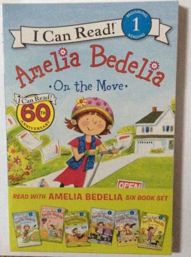 Amelia Bedelia six book set beginning level 1. I can read - Amelia Bedelia On the move, By the yard, Is for the birds, Joins the club, Takes the cake, Tries her luck