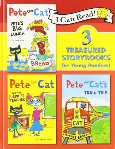 3 Treasured Storybooks for Young Readers! Pete's Big Lunch ; Pete the Cat and the Surprise Teacher ; Pete the Cat's Train Trip