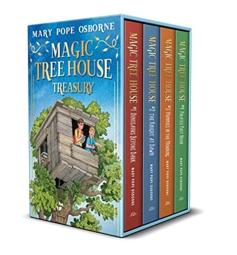 Magic Tree House 1-4 Treasury Boxed Set Dinosaurs Before Dark; The Knight at Dawn; Mummies in the Morning; Pirates Past Noon