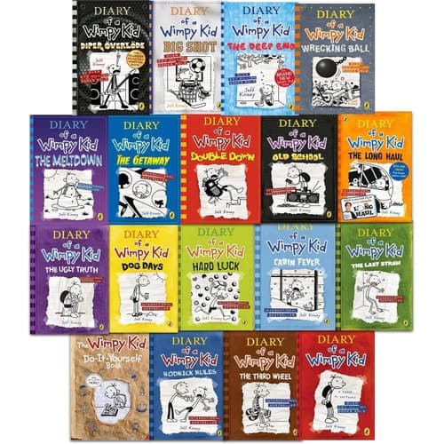 Diary Of A Wimpy Kid Collection 18 Books Set by Jeff Kinney (Diper Overlode, Big Shot, The Deep End, Wrecking Ball and More)