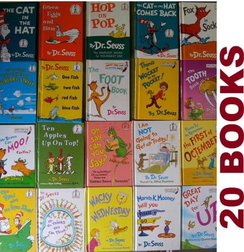 Dr. Seuss's 20 Book SET: The Cat in the Hat , The Cat in the Hat Comes Back , Green Eggs and Ham, Green Eggs and Ham, Hop on Pop, Fox in Socks, The Foot Book .....See full list below