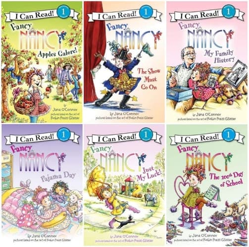 I Can Read Fancy Nancy - 6 Book Set (Just My Lusk!, The 100th Day of School, Apples Galore!, My Family History, Pajama Day, The Show Must Go On)
