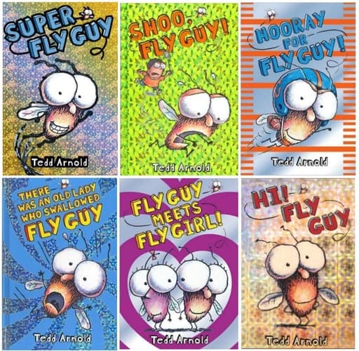 FLY GUY Set of 6 Books; Hi! Fly Guy, There Was an Old Lady Who Swallowed Fly Guy, Fly Guy Meets Fly Girl, Super Fly Guy, Hooray for Fly Guy, Shoo Fly Guy,