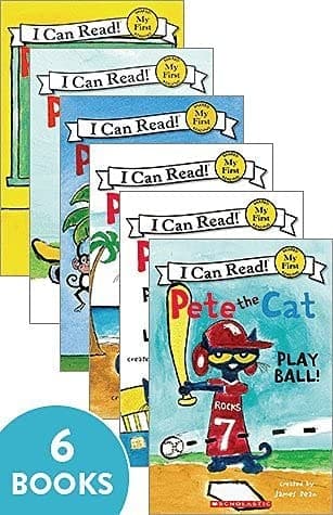 Pete the Cat: Pete at the Beach (My First I Can Read Set of 6 Books) Pete at the Beach, Pete the Cat and the Bad Banana, Pete's Big Lunch, Play Ball, A Pet for Pete, Too Cool for School